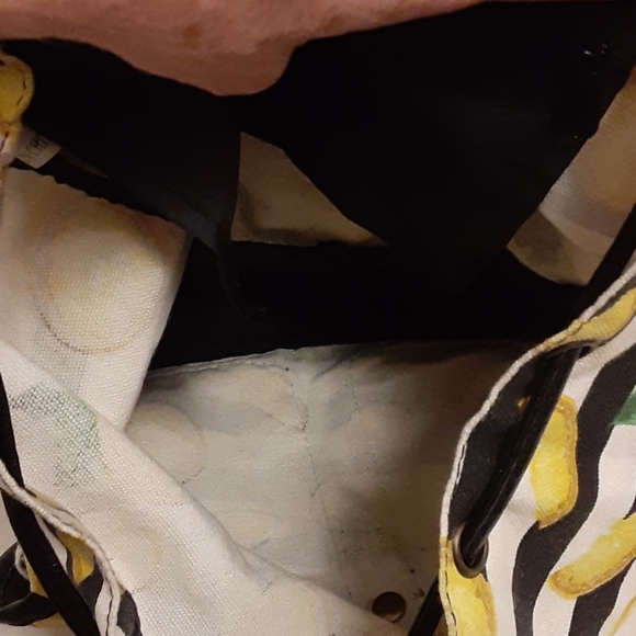 Hot Topic Canvas & Faux Leather Lemon Striped Backpack - Picture 7 of 9